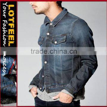 cheaper price wholesales Vintage man denim jeans jacket jean jacket blue(LOTN045)