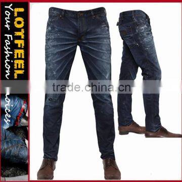 Italian new deisgn Slim fit whiskered denim jeans cotton pants denim jeans for men (LOTM119)