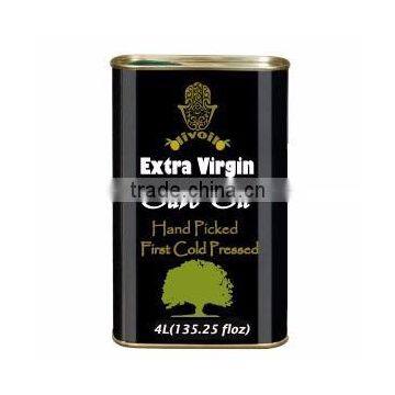 Cold Pressed Extra Virgin Olive Oil. A'Quality Extra Virgin Olive Oil with ISO9001 Certification.4L metallic Tin