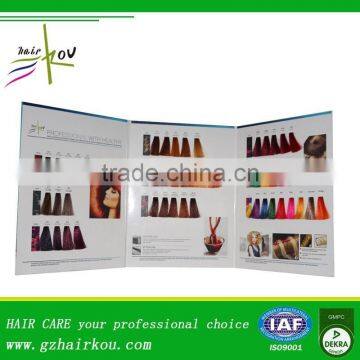 Fashion Professional ISO Certified Hair color chart with various colors