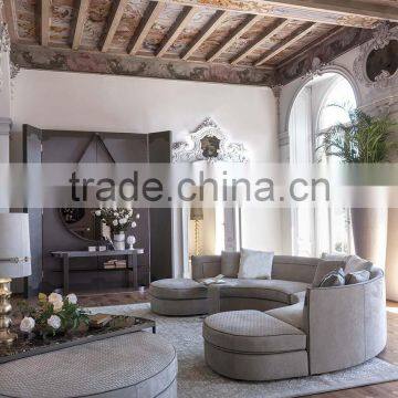 Italy Style Living Room Sectional Sofa Set/ Post-Modern Design Fabric Chesterfield Couch Daybed/ Luxury Stylish U-shape Sofa Set photo-4