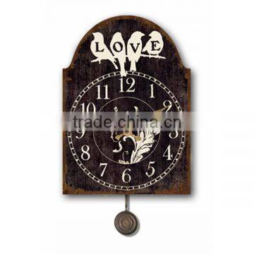 Vintage Metal Curved Decorative Wall Clock with Pendulum