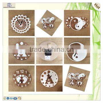 Home Decorating Round Printed Painted Mdf Wood Clock