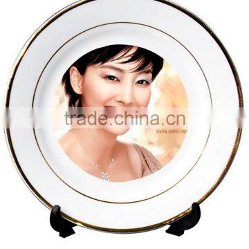 10 Inch Gold Rim Customized Sublimation Ceramic Dinner Plate For Restaurant