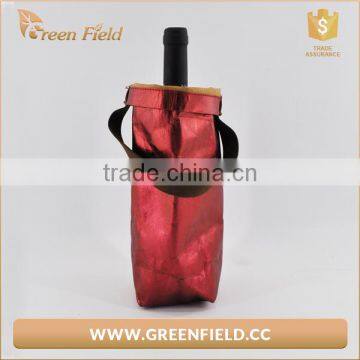 Green Field washable metallic kraft paper bottle wine cooler bag