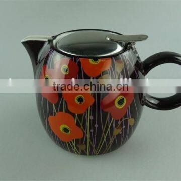 stock ceramic round water bottle,glazed stainless steel lid water pot,teapot