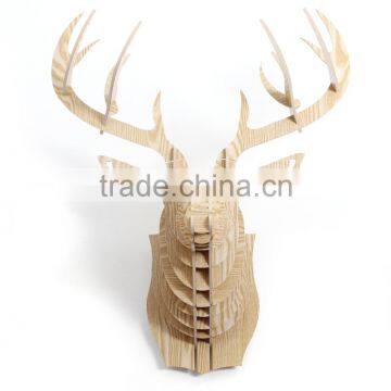 Wall Hanging Wood Crafts Moose Head Decoration photo-3