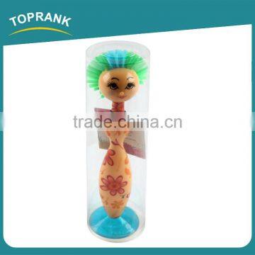 Toprank Good Feedback Eco-friendly Cartoon Lady Plastic Cup Pan Brush Kitchen Pan Washing Brush photo-2