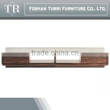 Classical ebony veneer natural marble TV stand