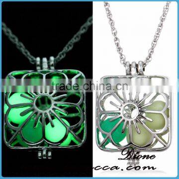 Plating Platinum+Sky Blue Luminous Fahion Luminous Stone Necklace Essential Oil Diffuser Glow in the Dark Necklace photo-2