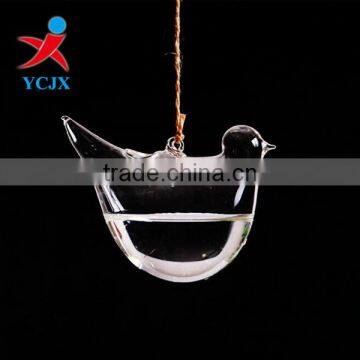 Hanging clear glass bird terrarium for house decoration