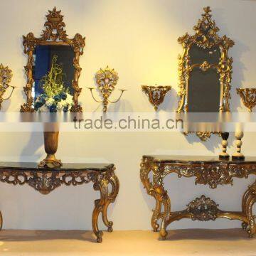 Baroque Style Living Room Furniture Set Console Desk With Marble Top photo-5