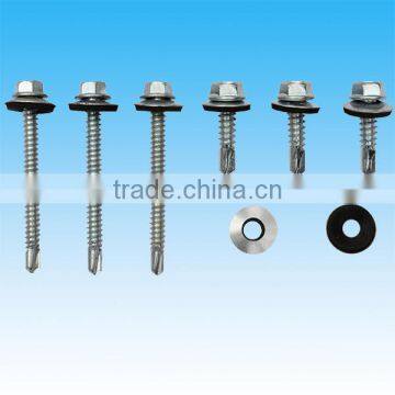 Carbon steel hex head self drilling screws with rubber washer