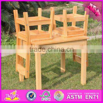 2016 New Design Natural Solid Wooden Children Table and Chairs W08G172 photo-4