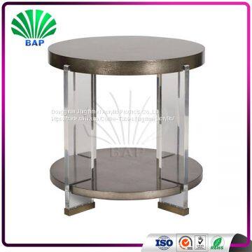 Classic Coffee Table Acrylic Antique End Desk Lucite Wood Top Console Table photo-2