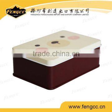 High quality rectangular bear tin box for biscuit / cookie