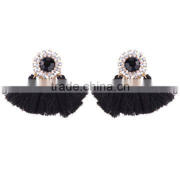 Bohemian Jewelry Big Crystal Gems With Tassel Drop Earrings for Women photo-5