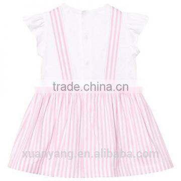 New Arrival Kids Clothes Frocks Design 100% Cotton Pink Stripe Latest Children Girl Dress photo-4