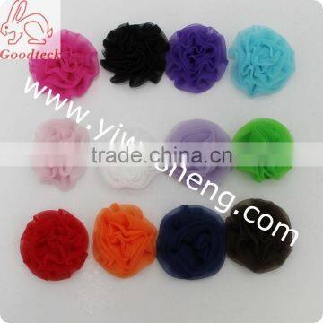 high quality wholesale silk flower,puff ruffle flower for girls dress,handmade flowers for hair