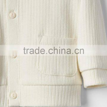 Hot Sale Plain White Organic Cotton Baby Cardigan Clothes photo-4