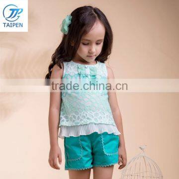 Wholesale Girls Sleeveless Top Fashion Pleated Designs Kids Clothes