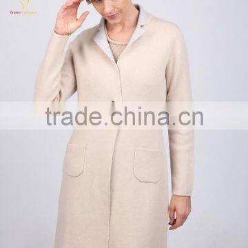 Women European Cashmere Wool Long Winter White Coats