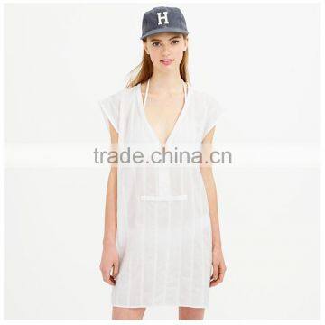 textured stripe sexy sleepwear with v neck