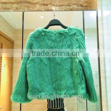 Luxury Knitted Rabbit Fur Coat Women Genuine Rabbit Fur Jacket Fur Waistcoat Colorful photo-3