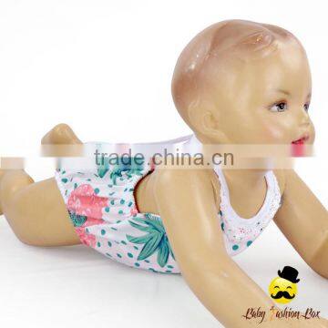 Summer Pineapple Printed Lace Halter Design Infant Baby Bodysuit Clothes Toddler Girl Jumpsuit Romper photo-2