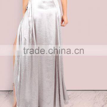 Runwaylover 5481 Europea Sexy Sliver Satin Long Maxi Skirt