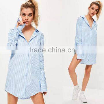 Simple Fashion Style Casual bf Shirt Lady Long Sleeve Striped Blouse photo-6