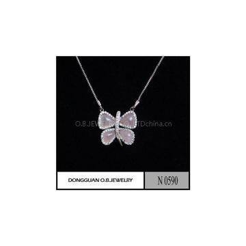 N590 Fashion Cycle Butterfly Shape Natural Stone Necklace