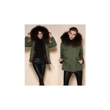 Winter Women faux Fur Coat Black coffee Women Coat