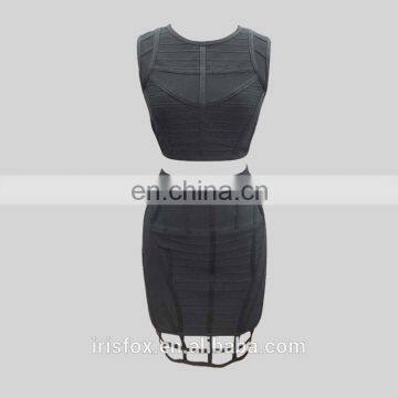 Irisfox L1000 factory OEM new model wholesale black two piece set bandage dress