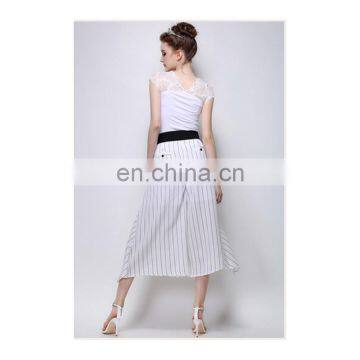 New Fashion Dress Temperament Strip Pattern Empire Loose Pants for Women Wear photo-5
