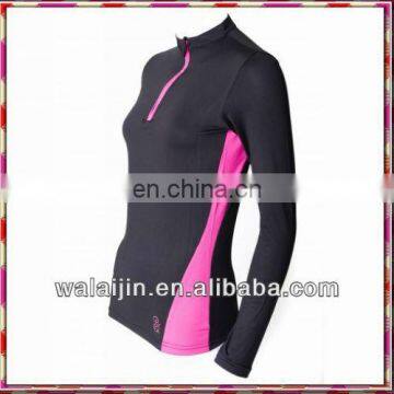 Zipper open collar ladies sports shirt