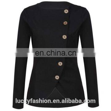 2016 BAIYIMO Women Long Sleeve Single Breasted Work Blazer Asymmetric Hem Jacket Coat