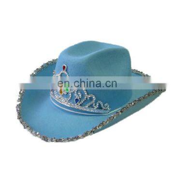 MCH-1475 Party Carnival funny cheap blue crown cowgirl felt Hat