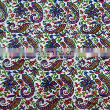 Block Printed Paisley Multi Color Cotton Fabric Sanganeri Jaipuri Wholesale Textile / Fabric / 100% Cotton Fabric