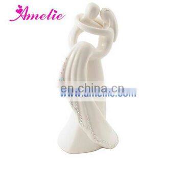 A07382 With Bead Bride Groom Porcelain Wedding Cake Topper