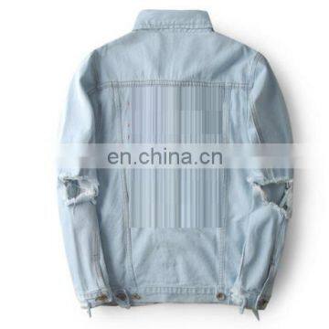 wholesale distressed denim jackets -Men's jacket fashion foldable jackets slim denim long sleeve