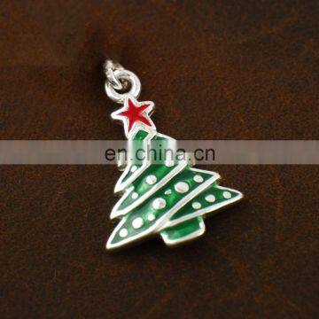 New Xmas Gifts Christmas Tree and Star Soft Enamel Metal Charm Necklace Bracelet Pendant