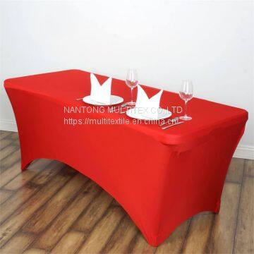 red rectangular spandex table cover
