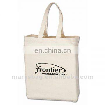 Light Weight Cotton Canvas Shopping Bag with Sides and Bottom in Natural Beige Color