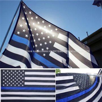 Cheap Flag Factory Wholesale 3x5 Ft Stock Black White Blue Stripes American Flags photo-4