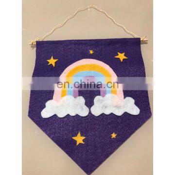 we can print logo on it felt pennant for home decoration