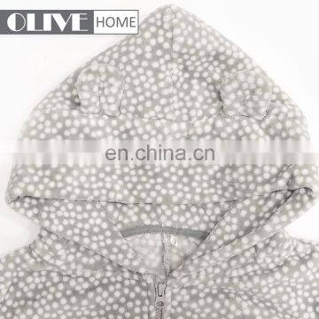 Western Super Soft Jumpsuit Hoodie Dots Printed Coral Fleece Overall Pyjamas With Hood photo-4