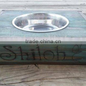 Accept OEM antique wooden pet bowl feeder,animal feeder