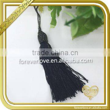 Fancy rayon fringe trim black polyester antique cord tassels for blinds FT-016