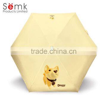 Animal Printing Yellow Antique Cotton Folding Umbrella for Girls photo-3